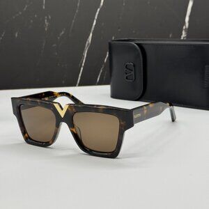 NEW VALENTINO SUNGLASSES WOMEN HAVANA EYEWEAR VALENTINO V-GOLD-II VLS-162B